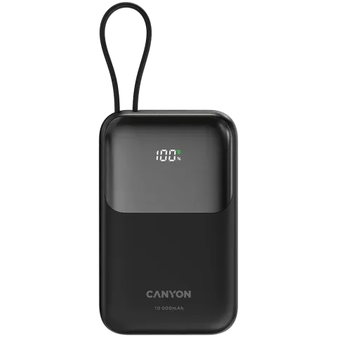 CANYON power bank OnPower 101 built-in cable 10000 mAh PD22.5W Black