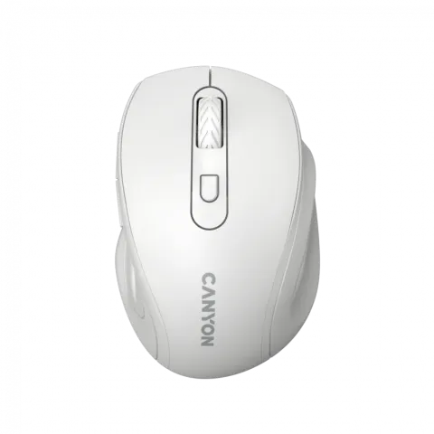 Canyon 6 buttons wireless 2.4Ghz mouse, MX8650A Sensor, DPI up to 1600,Injection case, 3 M life times left and right switches, 2xAAA battery, ABS material, Size: 105x71x40mm, Weight: 59g, white