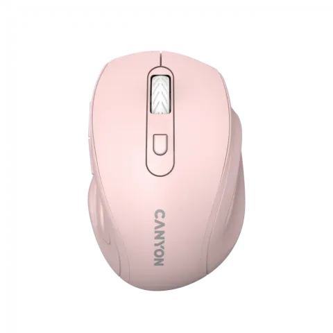Canyon 6 buttons wireless 2.4Ghz mouse, MX8650A Sensor, DPI up to 1600,Injection case, 3 M life times left and right switches, 2xAAA battery, ABS material. Size: 105x71x40mm, Weight: 59g, Pink