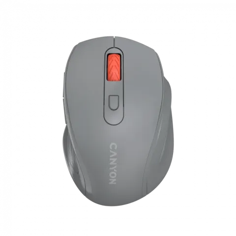 Canyon 6 buttons wireless 2.4Ghz mouse, MX8650A Sensor, DPI up to 1600,Injection case, 3 M life times left and right switches, 2xAAA battery, ABS material. Size: 105x71x40mm, Weight: 59g, Dark grey