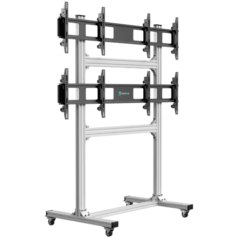 ONKRON Floor mobile stand for video wall 2x2, 4 x 43”- 55" up to 50 kg, silver