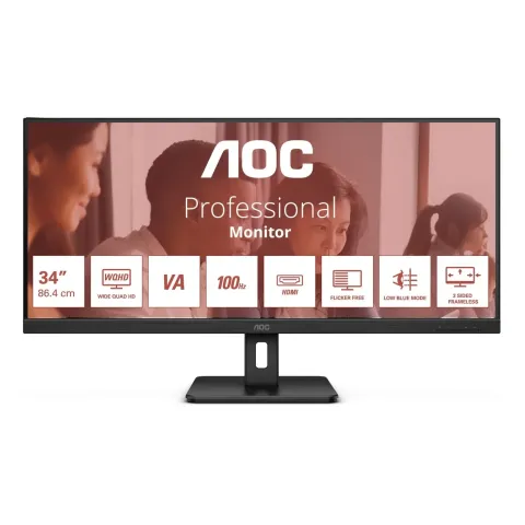 34-inch Ultrawide Monitor - U34E2M - 3440x1440, 100Hz, DP, 2xHDMI, 4ms, Black
