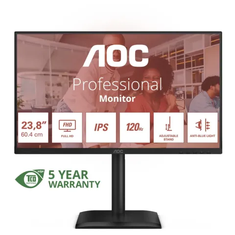 AOC 24E4U 23.8-inch IPS Monitor - Full HD 1920x1080, 120Hz, 4 ms - 4038986142779