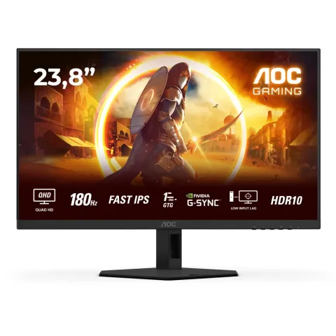 AOC Q24G4RE - 23.8" QHD Fast IPS Gaming Monitor - Black/Red, 180Hz, 1ms GTG, HDR10