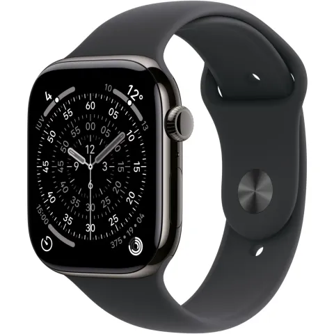 Apple Watch S11 Titan Schiefer Cellular 42mm (Sportarmband schwarz) M L