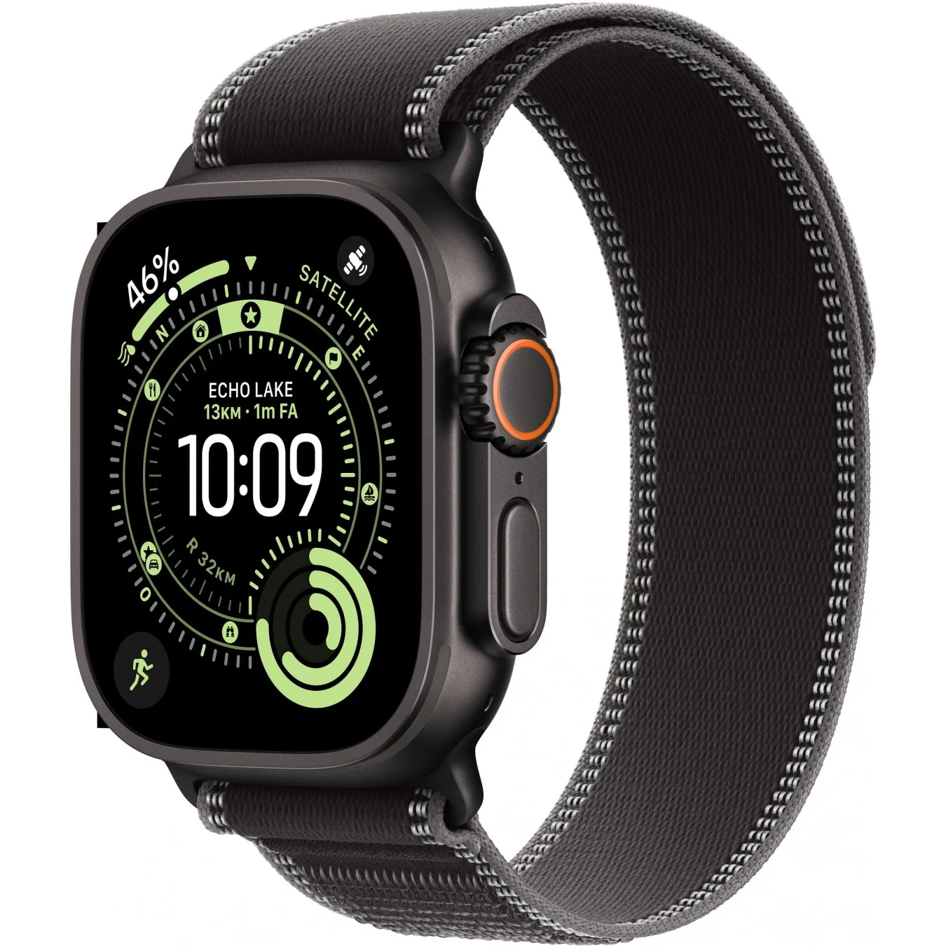 Apple Watch Ultra 3 Titanium Cellular 49mm Schwarz (Trail Loop schwarz kohlegrau) M L