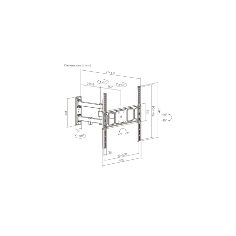 Brateck TV Mount - LPA63-443 - 40x40 Turn 2-Arm 43cm