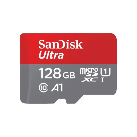 CARD 128GB SANDISK ULTRA MICROXC + - Grey, Red, microSDXC, UHS-I, Class 10, 100 MB/s, A1