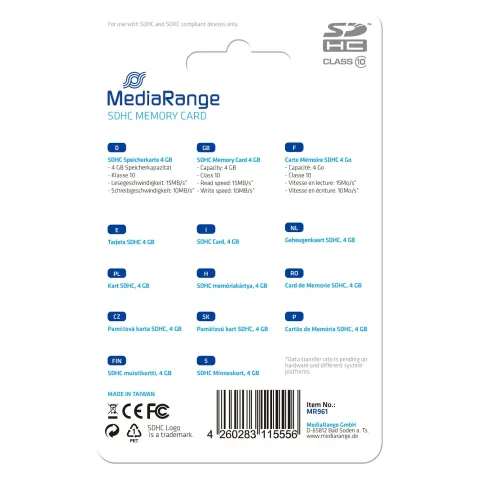 CARD MediaRange 4GB SDHC CL.10