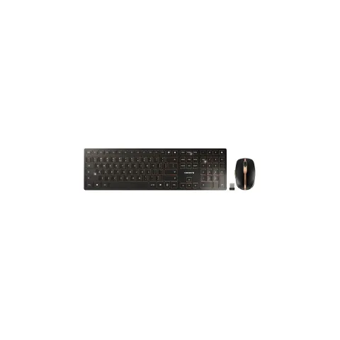 Cherry DW 9000 Slim - Tastatur-und-Maus-Set - kabellos - 2.4 GHz. Bluetooth 4.0 - US mit Euro-Symbol - Schwarz. Bronze