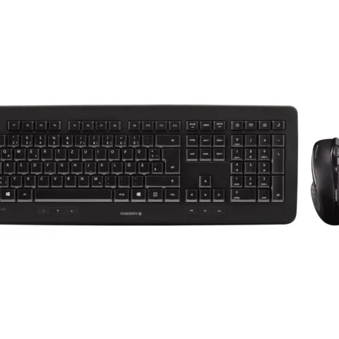 Cherry DW5100 Wireless Keyboard & Mouse Combo - JD-0520DE-2 - Black, German QWERTZ, Full-size, 2.4GHz Nano Receiver, 1750 DPI