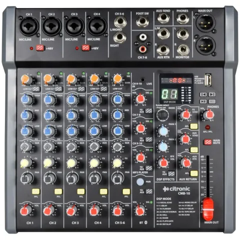 Citronic Mixer - CMB-10 - 10ch Mixer with DSP USB PC BT