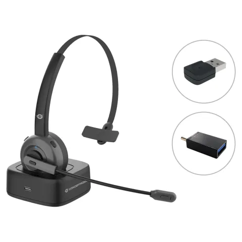 CONCEPTRONIC Headset Mono WLS BT5.0 Mikro ANC Dock +22Std sw