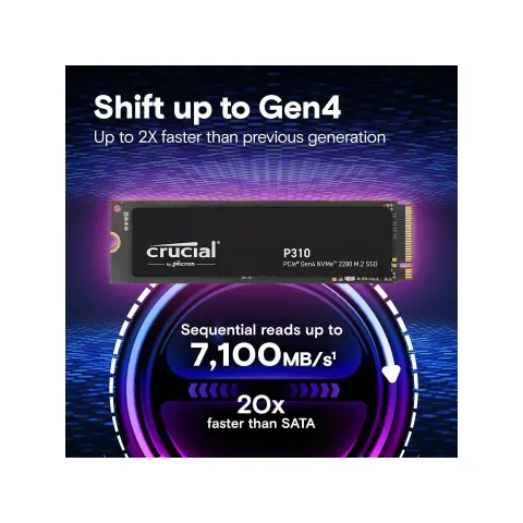 Crucial P310 500GB M.2 NVMe SSD - PCIe 4.0 x4 6600 MB/s - CT500P310SSD8