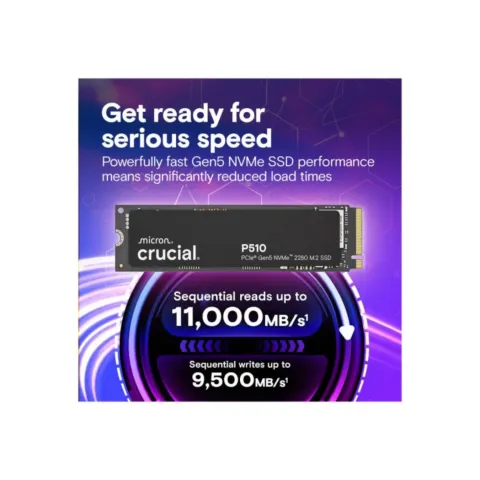 Crucial P510 2TB M.2 NVMe SSD - PCIe 5.0 x4 10000 MB/s - CT2000P510SSD8
