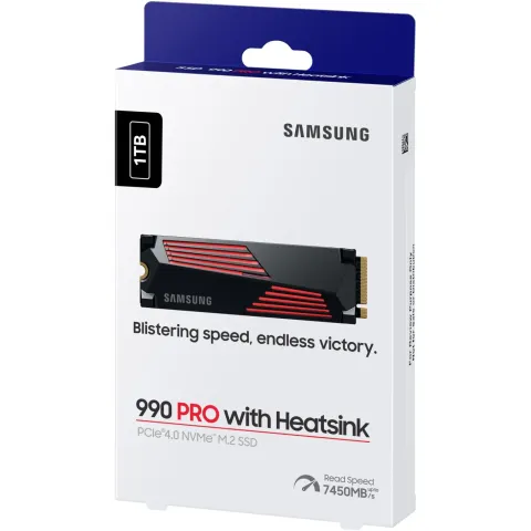 Samsung 990 PRO Heatsink 1TB M.2 NVMe SSD - PCIe 4.0 x4 7450 MB/s - MZ-V9P1T0CW