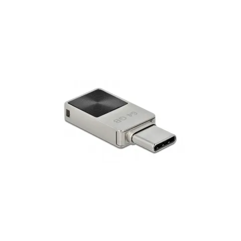 Delock Mini USB-C 64GB Flash Drive - USB 3.2 Gen1 (5Gbps), Metal Housing, Silver