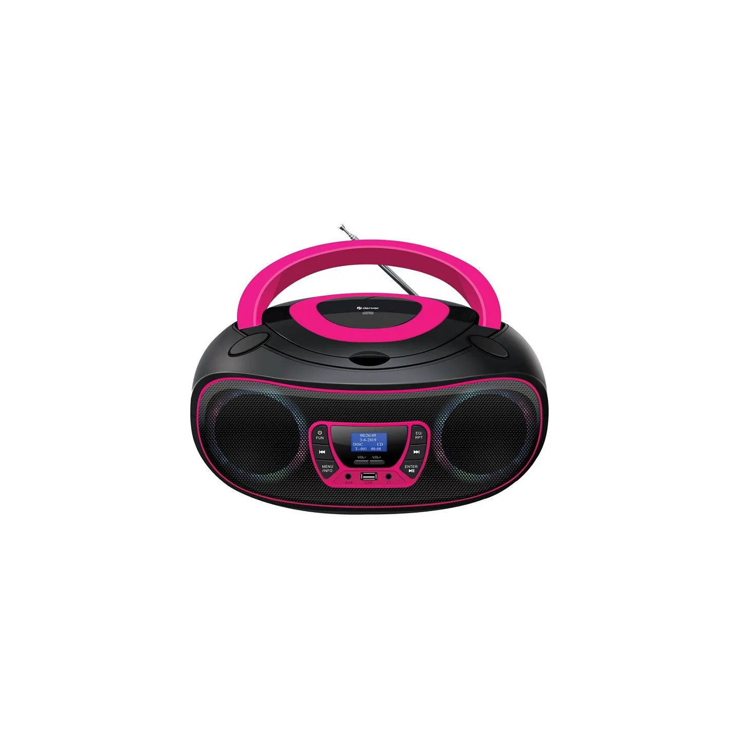 Denver DAB+ Boombox Mit DAB+ FM-Radio. Bluetooth-Funktion.pink