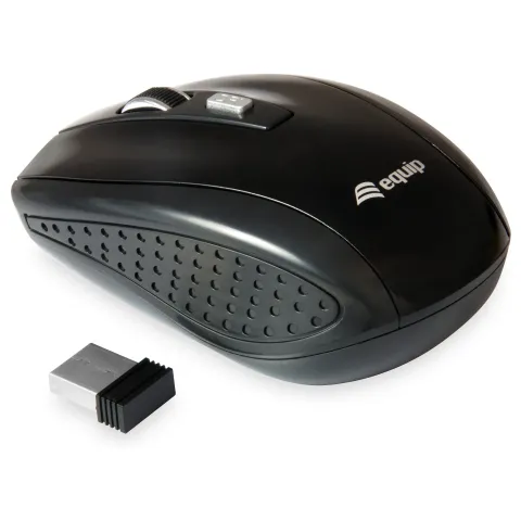Equip Optische Maus kabellos USB Travel 4 Tasten R+L schwarz