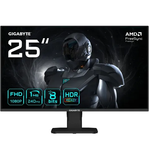Gigabyte Gaming Monitor - GS25F2A - 62.2cm (24.5') FHD IPS Gaming Monitor 16:9 HDMI DP 240Hz 1ms HDR Sync