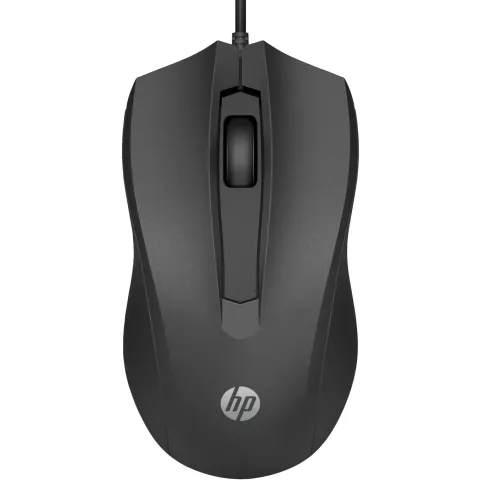 HP 105 Wired Mouse - 105 - Ambidextrous, USB-A, 3 Buttons, 1600 DPI, Black