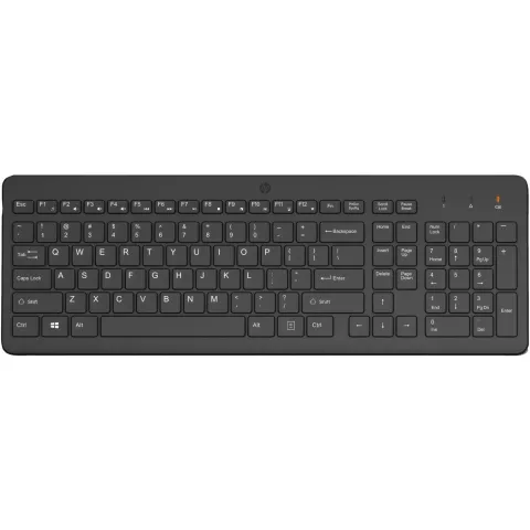 HP 225 Wireless Keyboard - Full-size (100%) RF 2.4GHz - Touchpad, Numeric Keypad, Black