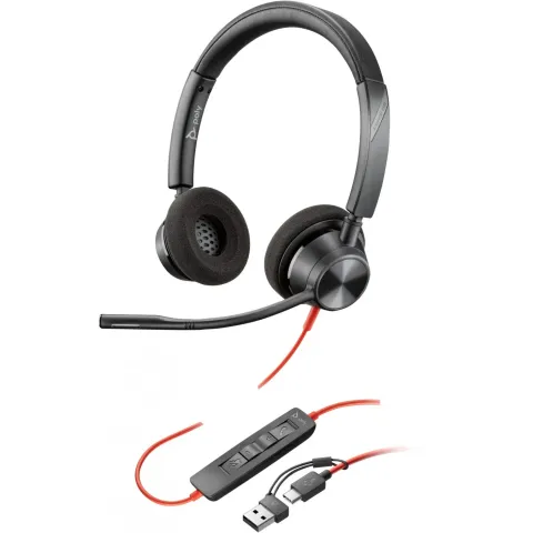 HP Poly Blackwire 3320 Stereo USB-C Headset + USB-C Adapter - 213934-01 - Black
