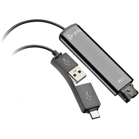 HP Poly DA75 Wideband QD to USB Adapter - DA75 - Black, USB-A/USB-C