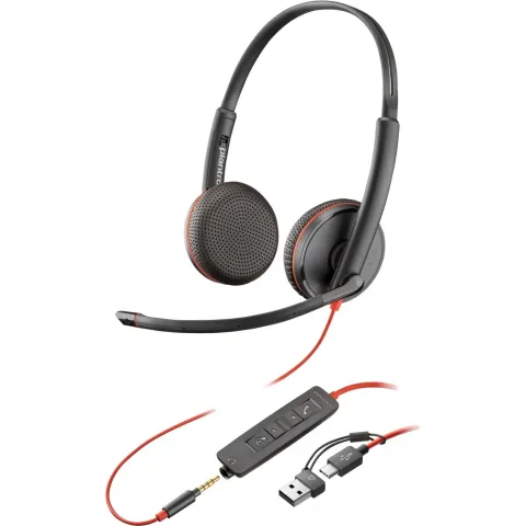 HP Poly Headset Blackwire C3225 Stereo USB-C & 3.5 mm - C3225 - Black
