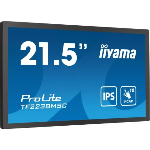IIYAMA 21.5-inch Touch IPS Monitor - TF2238MSC-B1 - Flat, 16:9, HDMI+DP+USB