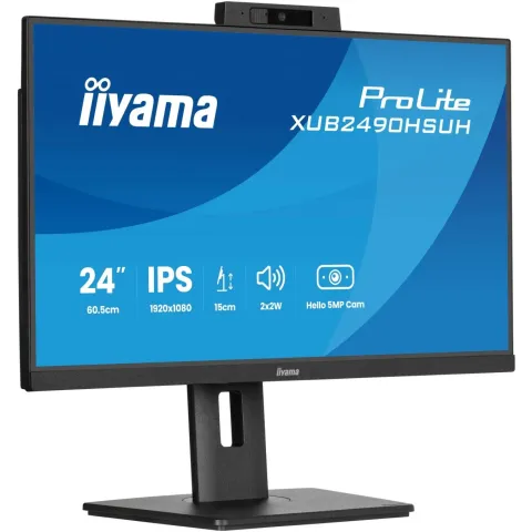 IIYAMA 60.5cm (23.8') XUB2490HSUH-B2 - 16:9 IPS Monitor with HDMI + DP WebCam