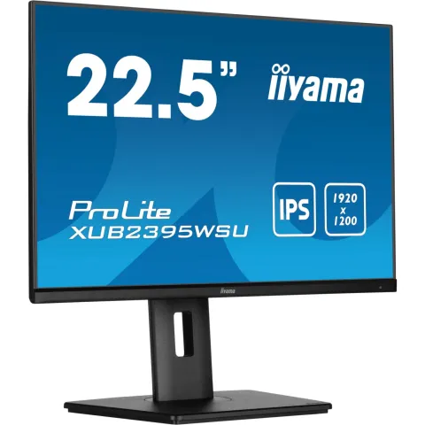 iiyama ProLite XUB2395WSU-B5 - 22.5" (57.1 cm) WUXGA IPS Monitor, 1920x1200, HDMI+DP, Height-Adjustable Stand, Black