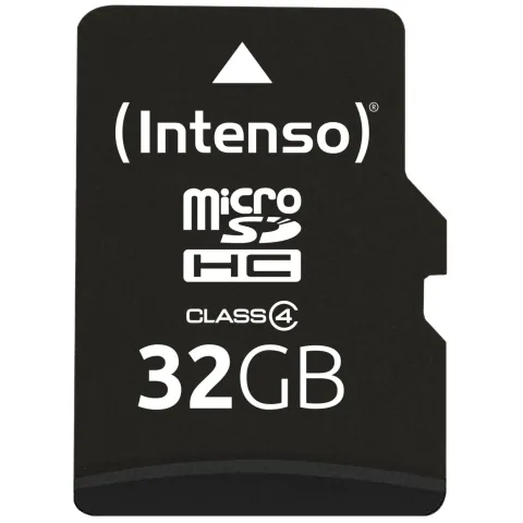 Intenso microSDHC 32GB - 3403480 - Class 4, 20 MB/s Read, 5 MB/s Write, Black, incl. SD Adapter