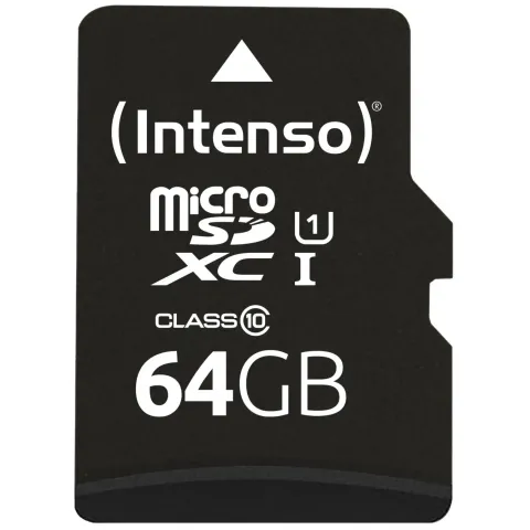 Intenso microSDXC 64GB UHS-I U1 Class 10 – 90 MB/s (Model 3423490) – Blister Pack