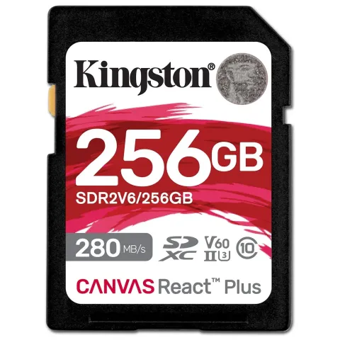 Kingston Canvas React Plus SDXC UHS-II 256GB - Black - 280MB/s Read, 150MB/s Write