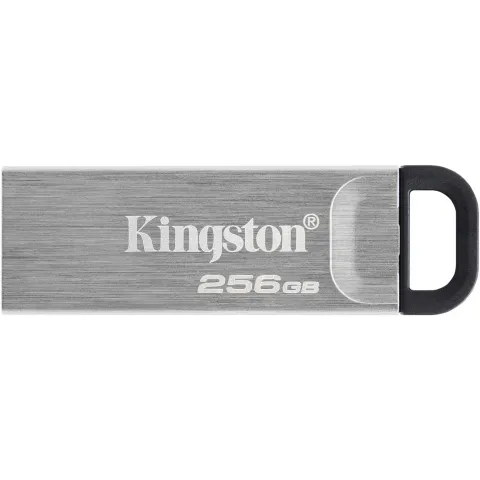 Kingston DataTraveler Kyson 256GB USB 3.2 Gen 1 Flash Drive - Silver, 200MB/s Read, Capless with Key Ring