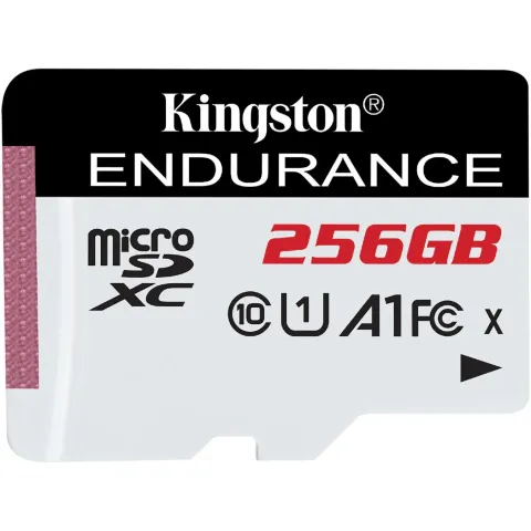 Kingston High Endurance microSDXC Card - 256GB - Class 10 UHS-I U1 A1, 95/45 MB/s, Black/White