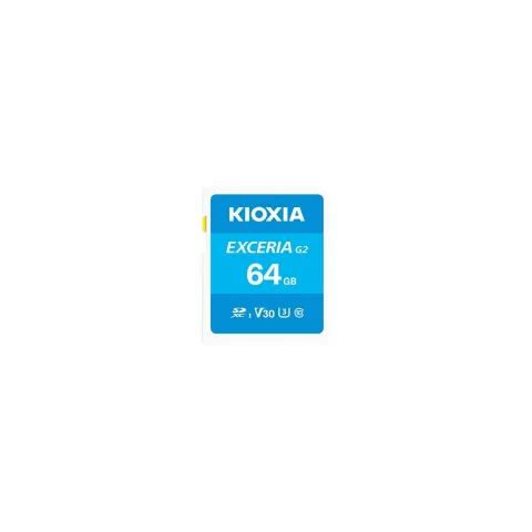 Kioxia EXCERIA G2 SDXC Memory Card - Blue, 64GB, UHS-I (U3/V30), 100MB/s Read, 50MB/s Write