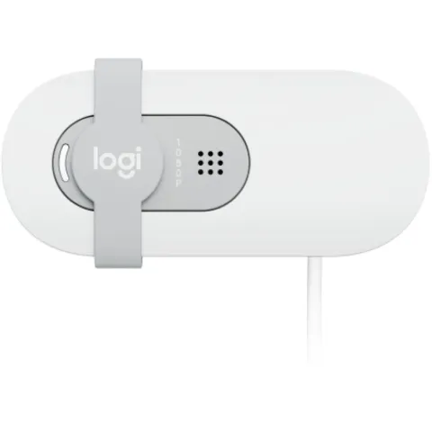 Logitech BRIO 100 - 960-001617 - White Full HD 2MP Webcam, 1080p@30fps, Built-in Mic, Privacy Cover