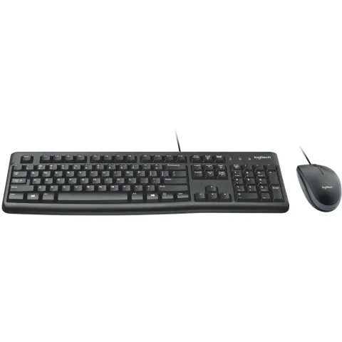Logitech Desktop MK120 - Wired USB Keyboard & Optical Mouse - Black, Swiss QWERTZ