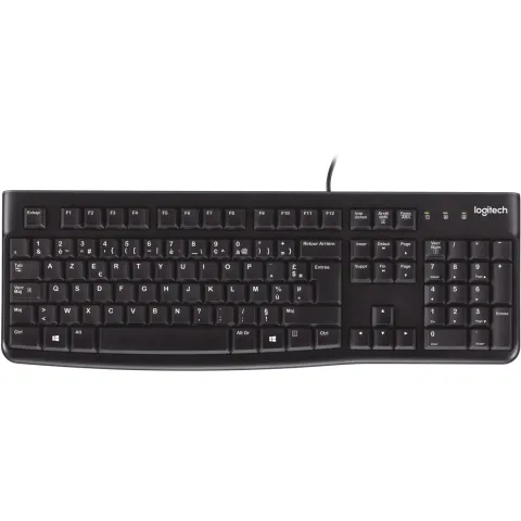 Logitech Keyboard K120 - K120 - Black, Belgian AZERTY, Full-size, Wired USB