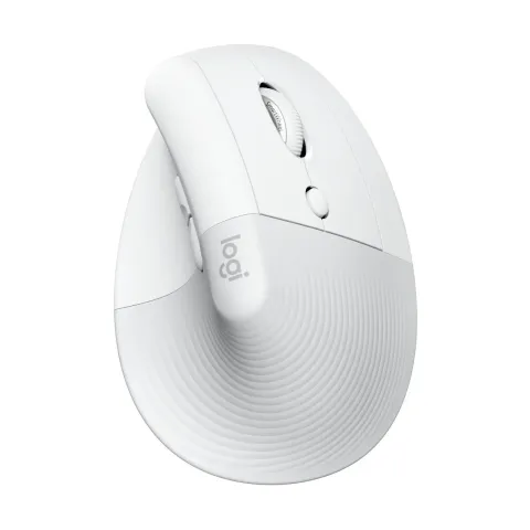 Logitech Lift for Mac - Vertical Ergonomic Wireless Mouse - Off-White, 6 Buttons, Optical 4000 DPI, Bluetooth & Logi Bolt
