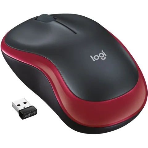 Logitech M185 RF Wireless - M185 - Red, 2.4 GHz, Ambidextrous