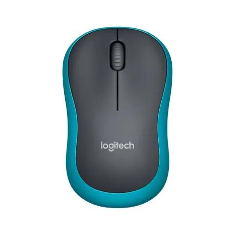 Logitech M185 Wireless Mouse - 910-002239 - Ambidextrous, Blue/Black