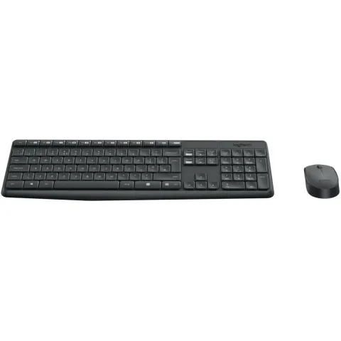 Logitech MK235 Wireless Keyboard and Mouse Combo - Grey - Full-size, 2.4 GHz Nano Receiver