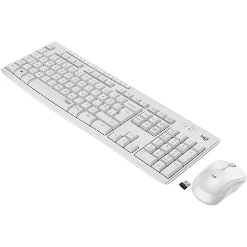 Logitech MK295 Silent Wireless Combo - MK295 - Full-size AZERTY Wireless Keyboard + Silent Mouse, White