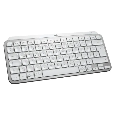 Logitech MX Keys Mini - Compact Wireless QWERTZ Keyboard - Pale Gray, LED Backlight, Bluetooth & Logi Bolt