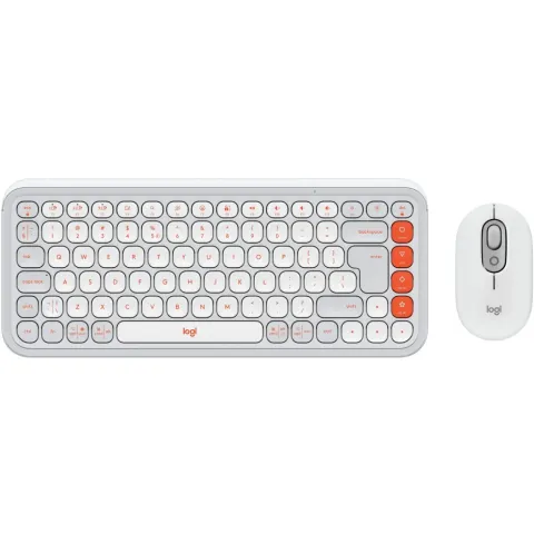 Logitech POP Icon Combo - Wireless Bluetooth Mini QWERTY Keyboard & Mouse - Off-White