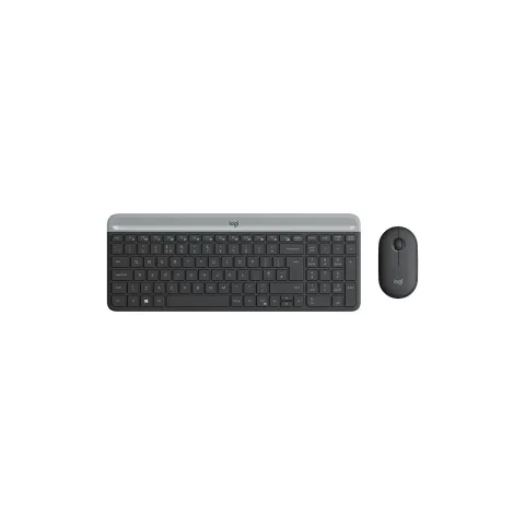 Logitech Slim Wireless Keyboard & Mouse Combo - MK470 - Graphite, AZERTY, Full-size 100%, 2.4 GHz Nano Receiver