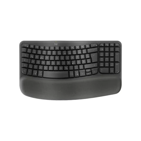 Logitech Wave Keys - 920-012283 - Wireless Ergonomic Keyboard, Graphite, Full-size QWERTZ, 2.4GHz + Bluetooth